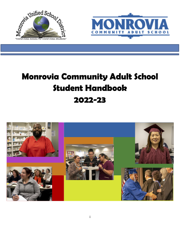 Image of Monrovia Adult School Handbook 2022-23
